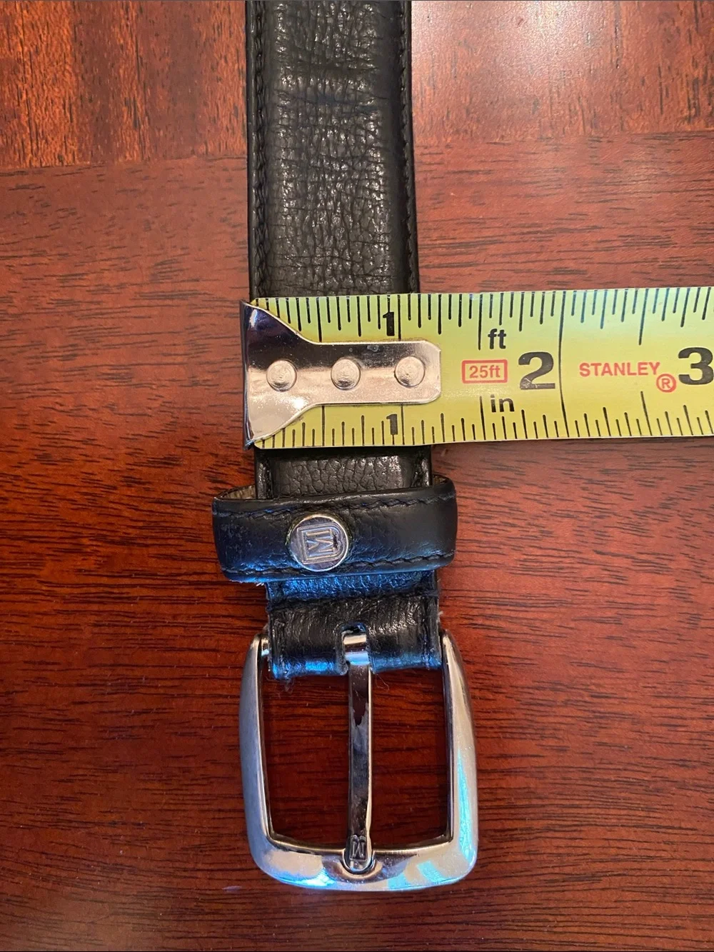 Bruno Magli Black Leather Belt  with Silver tone brass buckle  Made in Italy